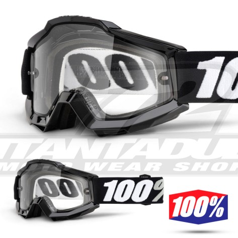 100% Maschera THE ACCURI ENDURO Black Tornado - Doppia Lente Trasparente