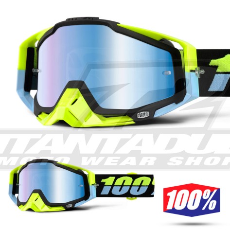 100% Maschera THE RACECRAFT Antigua - Lente Blu Specchio