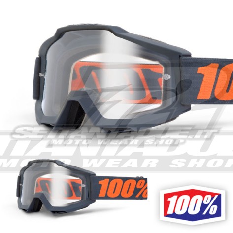 100% Maschera THE ACCURI Gunmetal - Lente Trasparente