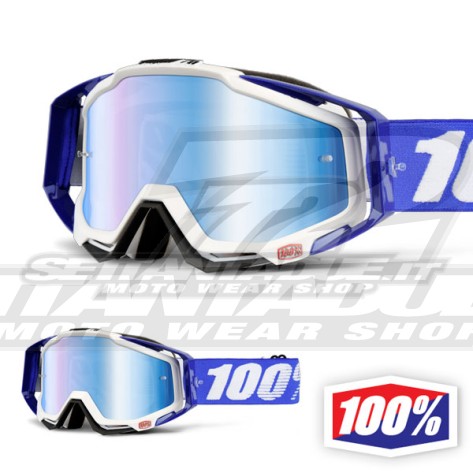 100% Maschera THE RACECRAFT Cobalt Blue - Lente Blu Specchio