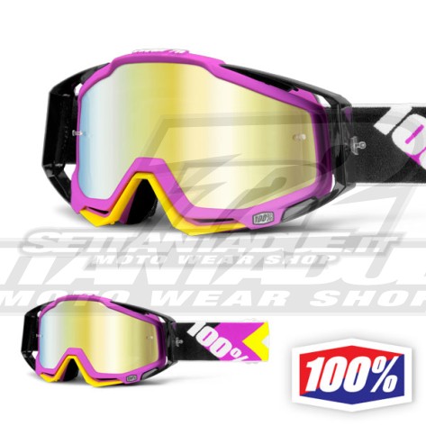 100% Maschera THE RACECRAFT Hyperion Magenta - Lente Oro Specchio