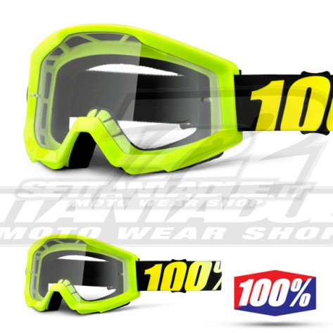 100% Maschera THE STRATA Neon Yellow - Lente Trasparente