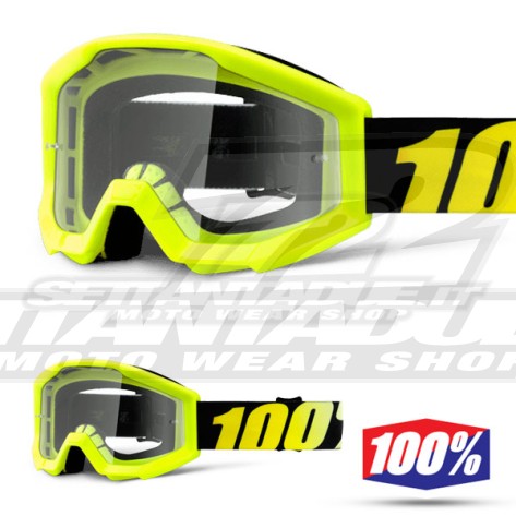 100% Maschera THE STRATA JUNIOR Neon Yellow - Lente Trasparente