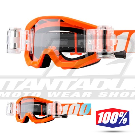 Maschera Cross 100% THE STRATA MUD JUNIOR Orange - Lente Trasparente
