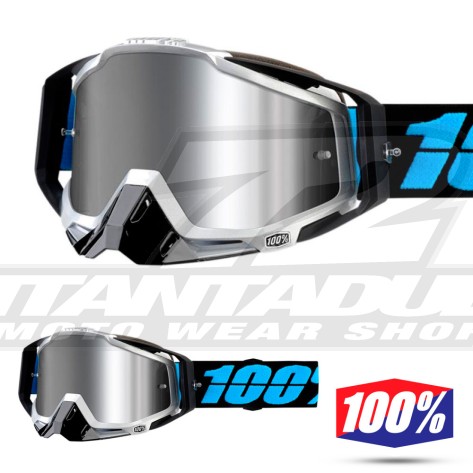 Maschera Cross 100% THE RACECRAFT + Daffed - Lente Iniettata Argento Specchio