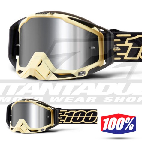 Maschera Cross 100% THE RACECRAFT + Jiva - Lente Iniettata Argento Specchio