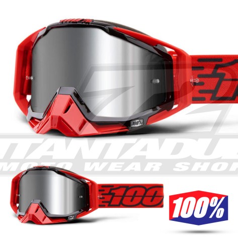 Maschera Cross 100% THE RACECRAFT + Toro - Lente Iniettata Argento Specchio
