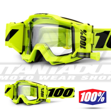 100% Maschera THE ACCURI Fluo Yellow - Lente Rosso Specchio