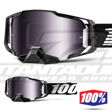 Maschera Cross 100% ARMEGA Black - Lente Argento Specchio