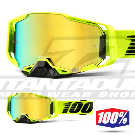 Maschera Cross 100% ARMEGA Nuclear Citrus - Lente Oro Specchio