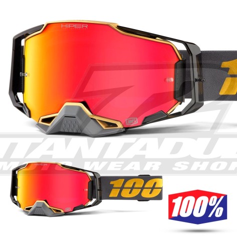 Maschera Cross 100% ARMEGA Falcon5 - Lente HiPER Rosso Specchio