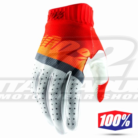 Guanti Cross 100% RIDEFIT - Rosso Arancione Fluo Blu Ardesia
