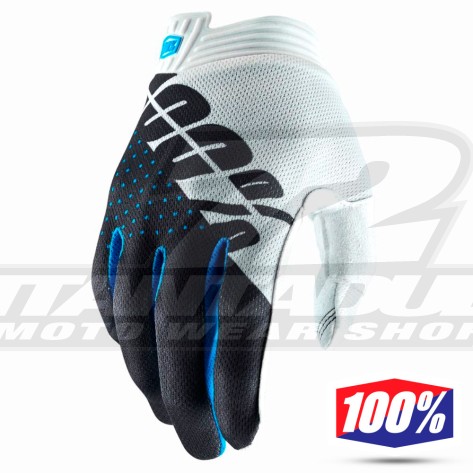 Guanti Cross 100% iTRACK - Bianco Grigio Acciaio