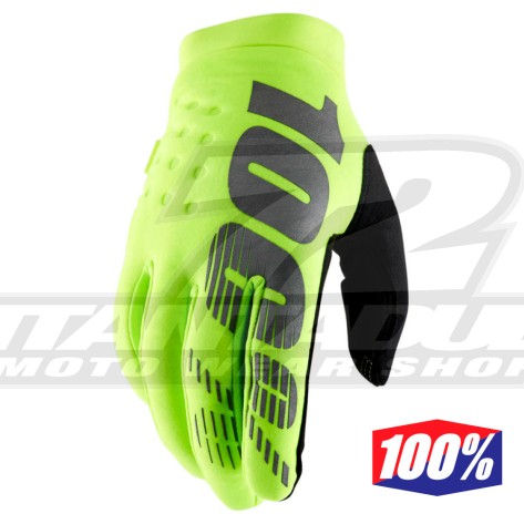 Guanti Cross 100% BRISKER - Giallo Fluo Nero