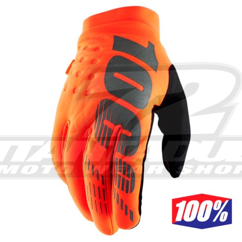 Guanti Cross 100% BRISKER - Arancione Fluo Nero