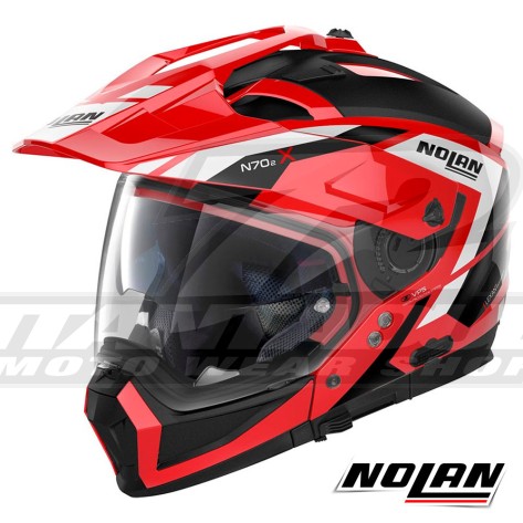 Casco Modulare Nolan N70-2 X Grandes Alpes 28 N-COM - Corsa Red
