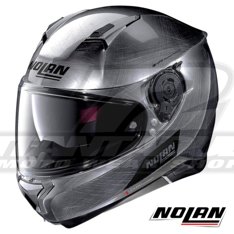 Casco Integrale Nolan N87 Emblema 77 N-COM - Scratched Chrome