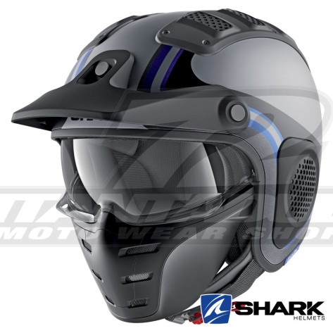 Casco Jet Shark X-DRAK Hister Mat - Antracite Nero Blu