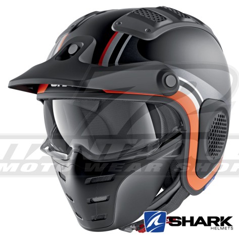 Casco Jet Shark X-DRAK Hister Mat - Nero Antracite Arancione