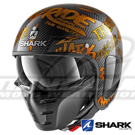 Casco Jet Shark S-DRAK CARBON Freestyle Cup - Nero Oro