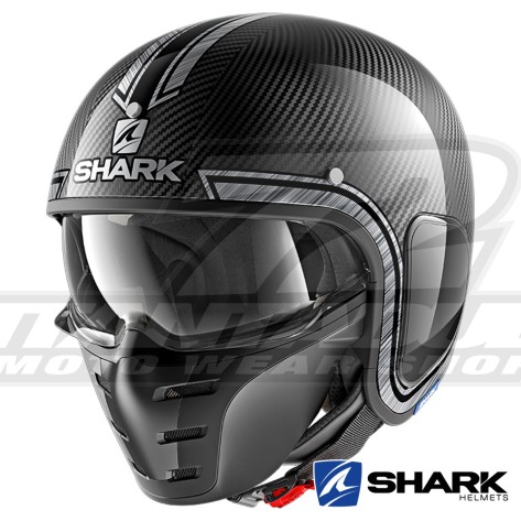 Casco Jet Shark S-DRAK CARBON Vinta - Nero Cromo Argento
