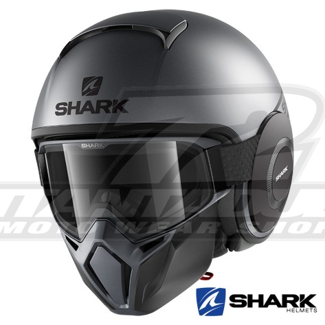 Casco Jet Shark STREET-DRAK Street-Neon Mat - Antracite Nero