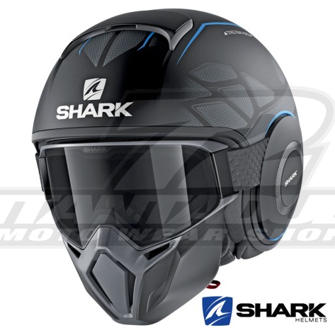 Casco Jet Shark STREET-DRAK Hurok Mat - Nero Blu Nero
