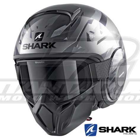 Casco Jet Shark STREET-DRAK Kanhji - Antracite Nero Antracite