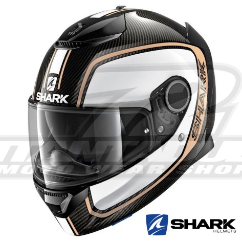 Casco Integrale Shark SPARTAN CARBON Priona - Nero Bianco Oro