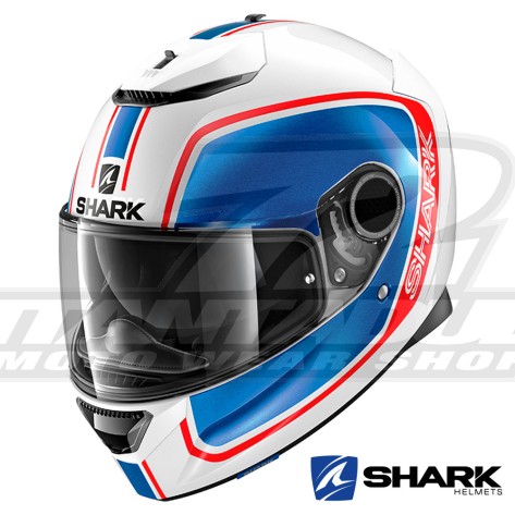 Casco Integrale Shark SPARTAN Priona - Bianco Blu Rosso