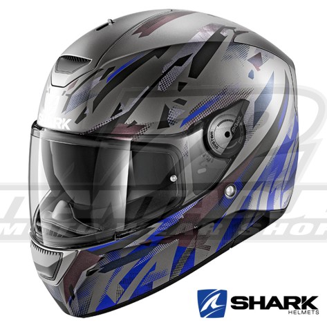 Casco Integrale Shark D-SKWAL Kanhji Mat - Antracite Blu Nero