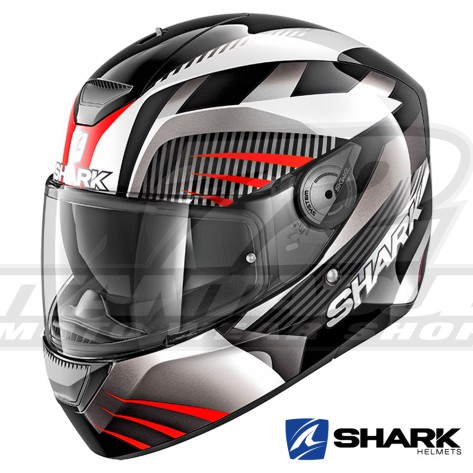 Casco Integrale Shark D-SKWAL Mercurium - Nero Bianco Rosso