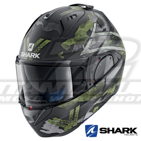 Casco Apribile Shark EVO-ONE 2 Skuld Mat - Nero Verde Antracite