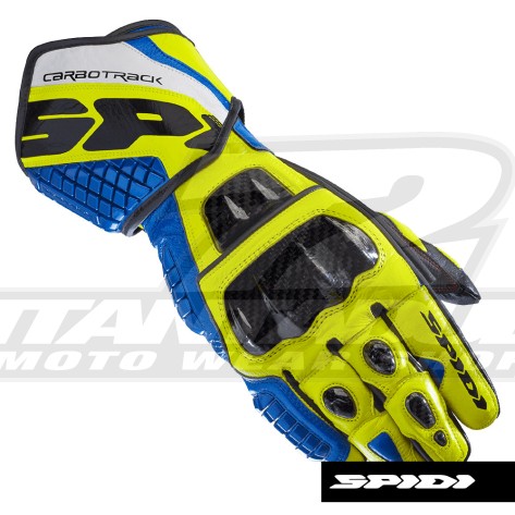 Guanti Pelle Spidi CARBO TRACK REPLICA - Blu Giallo