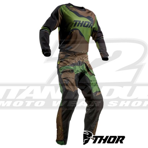Completo Enduro Thor TERRAIN (In The Boot) - Verde Camo