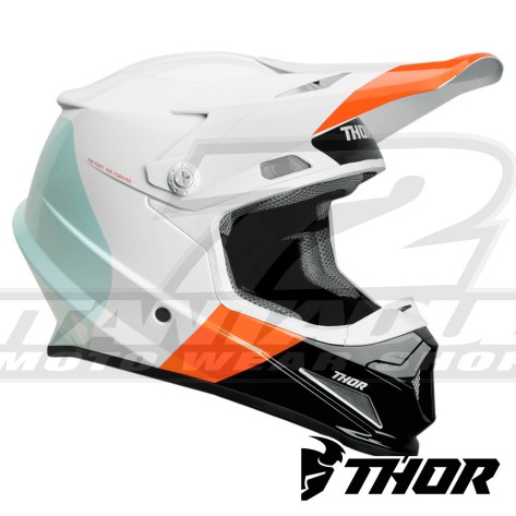 Casco Motocross Thor SECTOR BOMBER - Bianco Rosso Arancione
