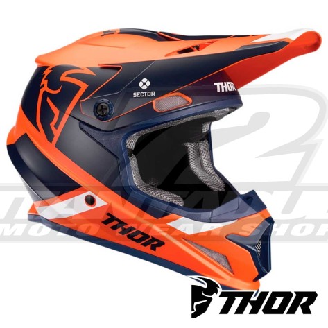 Casco Motocross Thor SECTOR SPLIT - Arancione Blu Navy