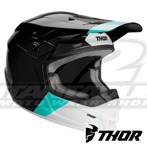 Casco Motocross Bambino Thor Youth SECTOR BOMBER - Nero Verde Menta