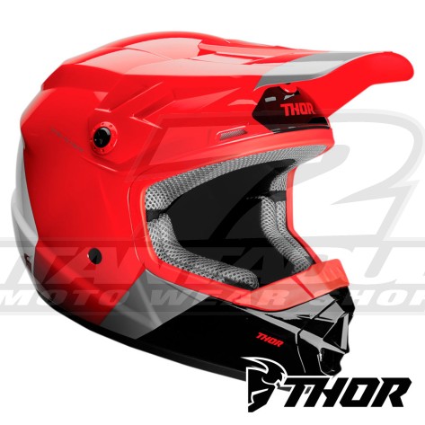 Casco Motocross Bambino Thor Youth SECTOR BOMBER - Rosso Carbone