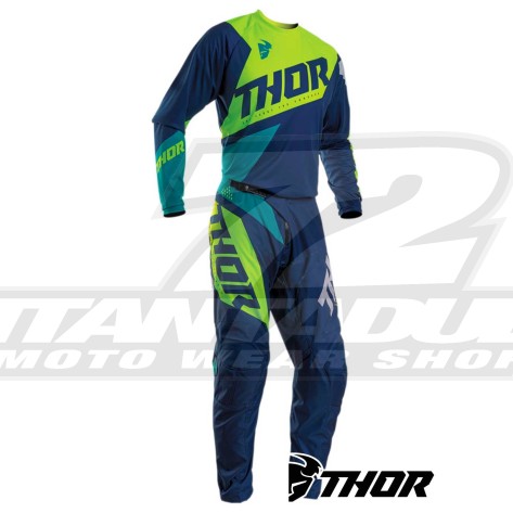 Completo Cross Bambino Thor Youth SECTOR BLADE - Blu Navy Giallo Acido