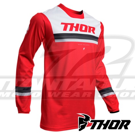 Maglia Cross Thor PULSE PINNER - Rosso Bianco