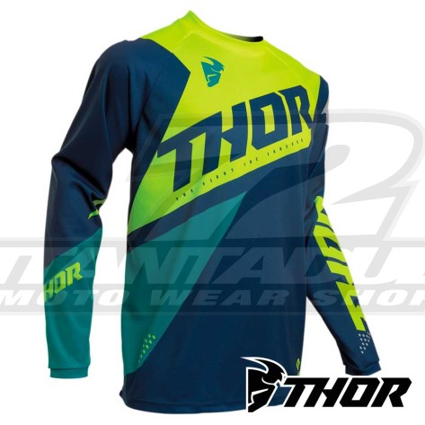Maglia Cross Bambino Thor Youth SECTOR BLADE - Blu Navy Giallo Acido