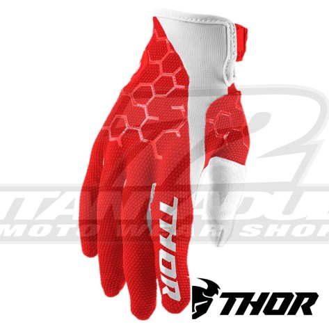 Guanti Cross Thor DRAFT - Rosso Bianco