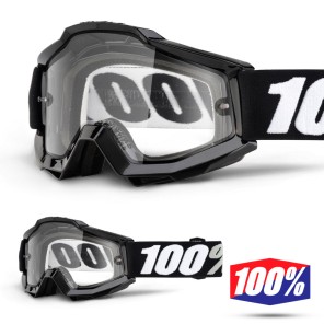 100% Maschera THE ACCURI ENDURO Black Tornado - Doppia Lente Trasparente