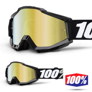 100% Maschera THE ACCURI Black Tornado - Lente Oro Specchio
