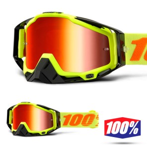 100% Maschera THE RACECRAFT Neon Attack - Lente Rosso Specchio