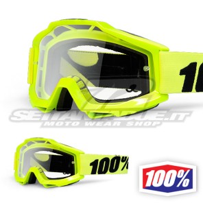 100% Maschera THE ACCURI Fluo Yellow - Lente Trasparente