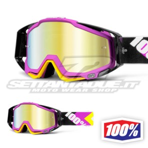 100% Maschera THE RACECRAFT Hyperion Magenta - Lente Oro Specchio