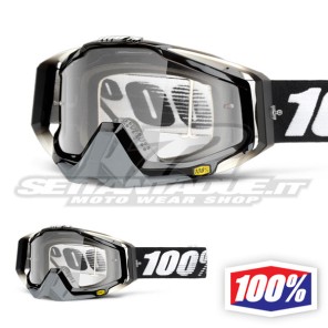 100% Maschera THE RACECRAFT Abyss Black - Lente Trasparente