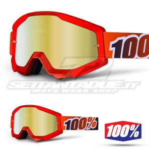 100% Maschera THE STRATA Fire Red - Lente Oro Specchio